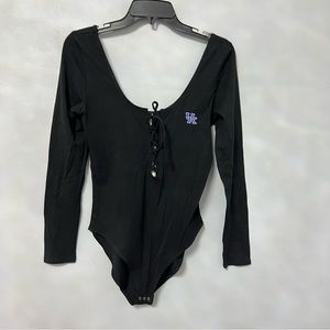 PINK Victoria’s Secret Black Long Sleeves University Of Kentucky College Bodsuit